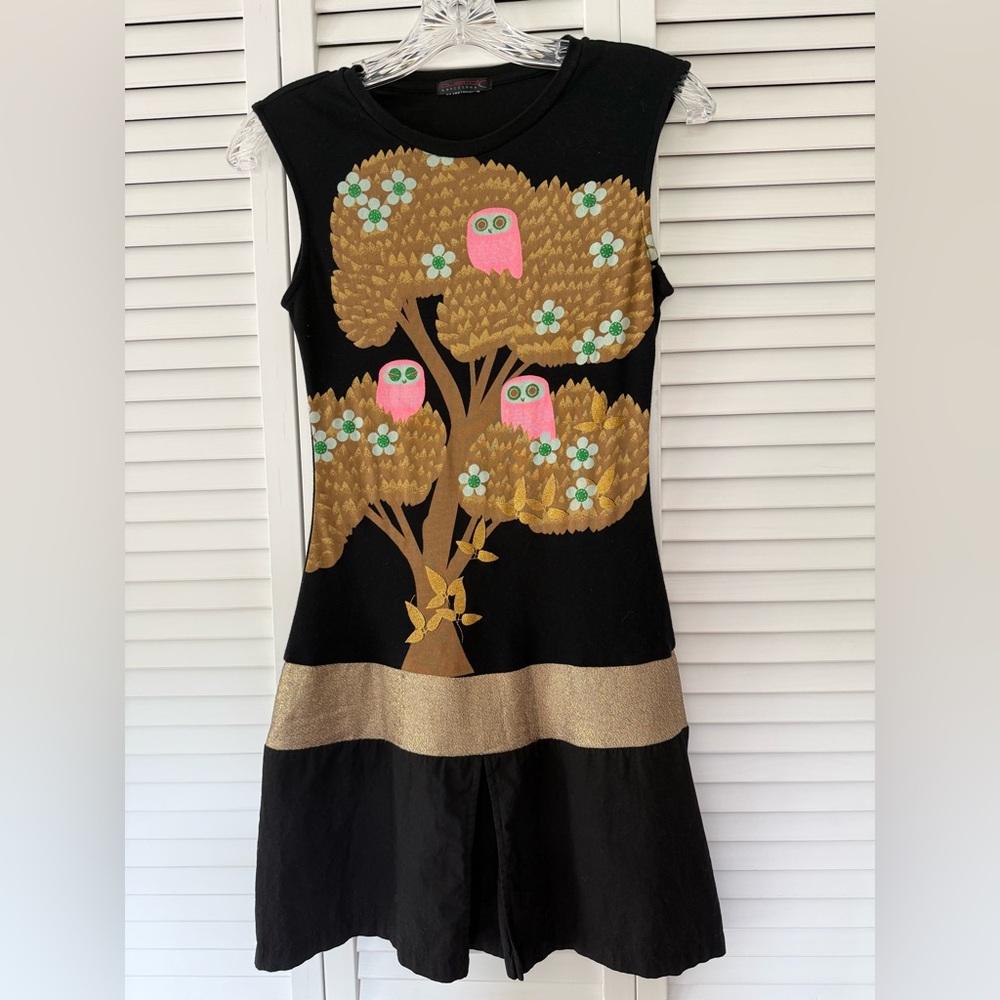 Custo Barcelona Sleeveless Owl Tree Drop-Waist Mini Dress - Rare/Vintage XS/ 1